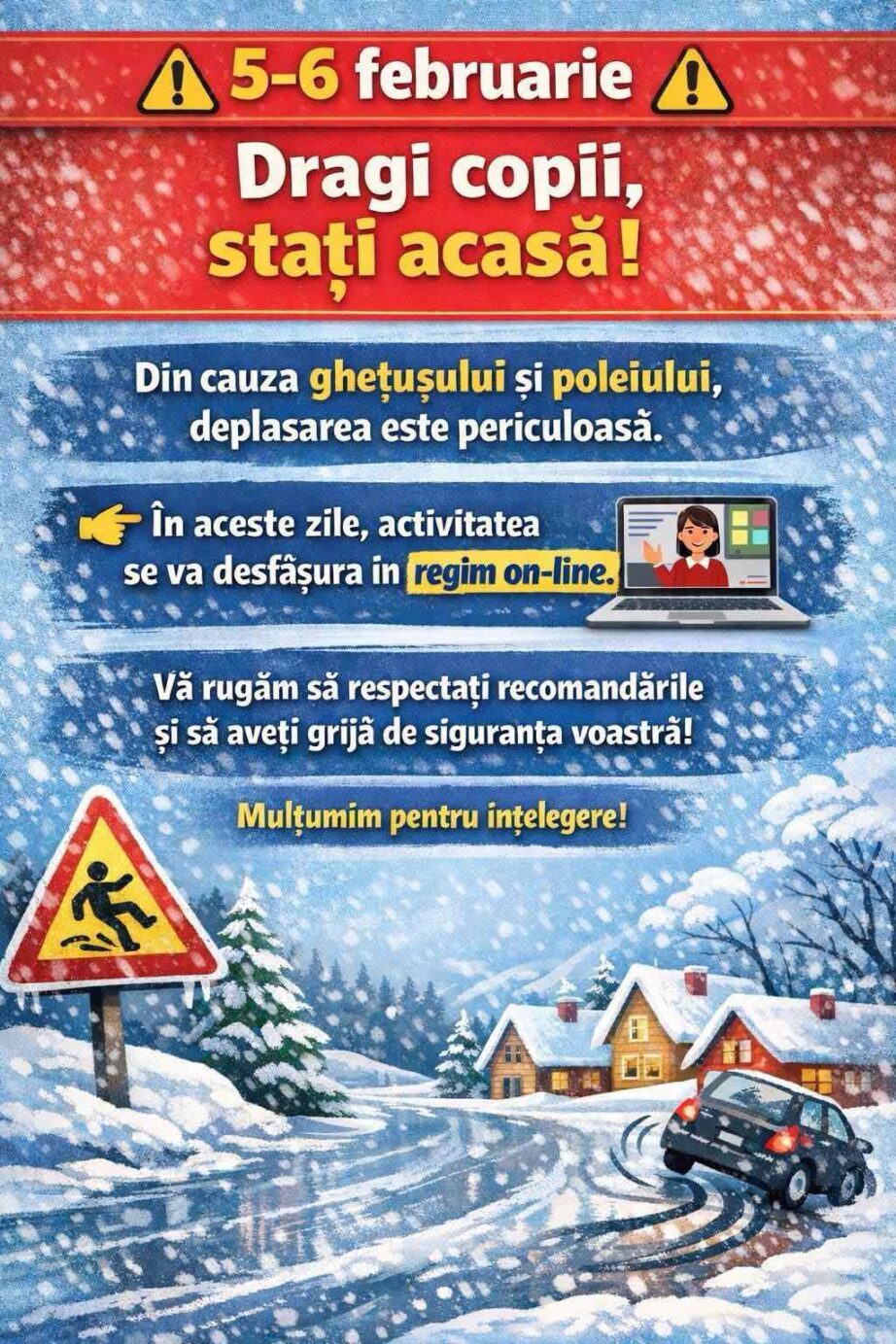 Atenție! Siguranța este prioritară în zilele de 5–6 februarie